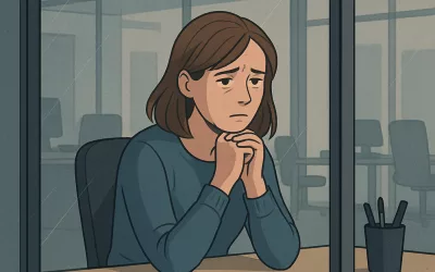 15: 15 – Laurianne 1/2 – Seule dans un bureau vitree. Isolée. Transparente